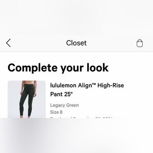 Lululemon Athletica Align High-Rise Pant 25" in Legacy Green